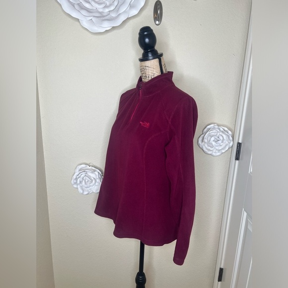 North Face 1/4 Zipper Burgundy Polartec Fleece Pullover Size Large - Picture 8 of 14